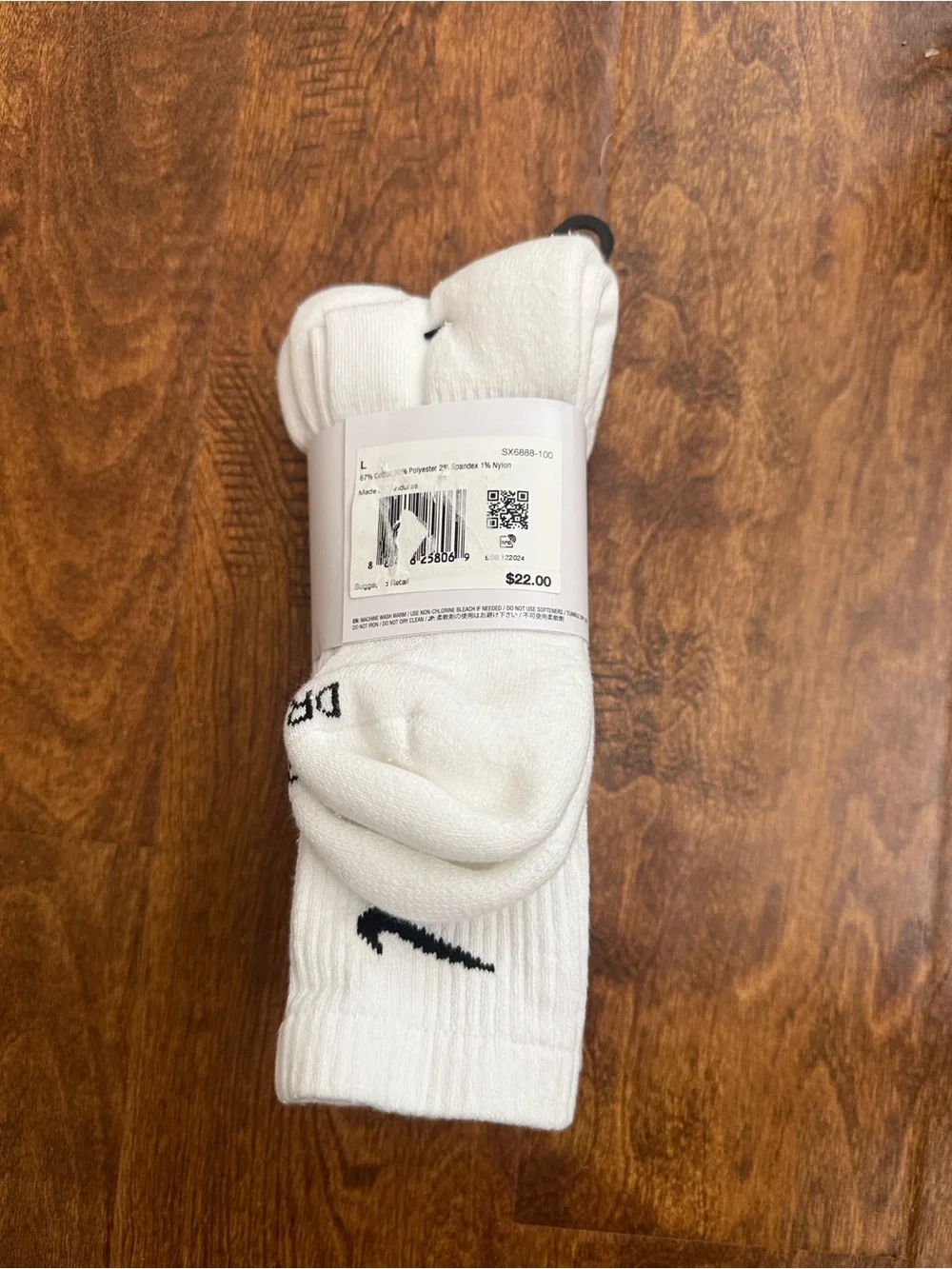 Nike White Crew Athletic Socks with Black Swoosh (3 Pack)